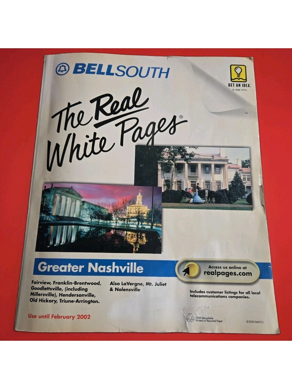 Bell South The Real White Pages Greater Nashville Phone Book February 2002